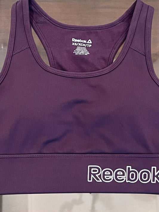 Womens Reebok Padded Sports Bra Burgundy Sz XS