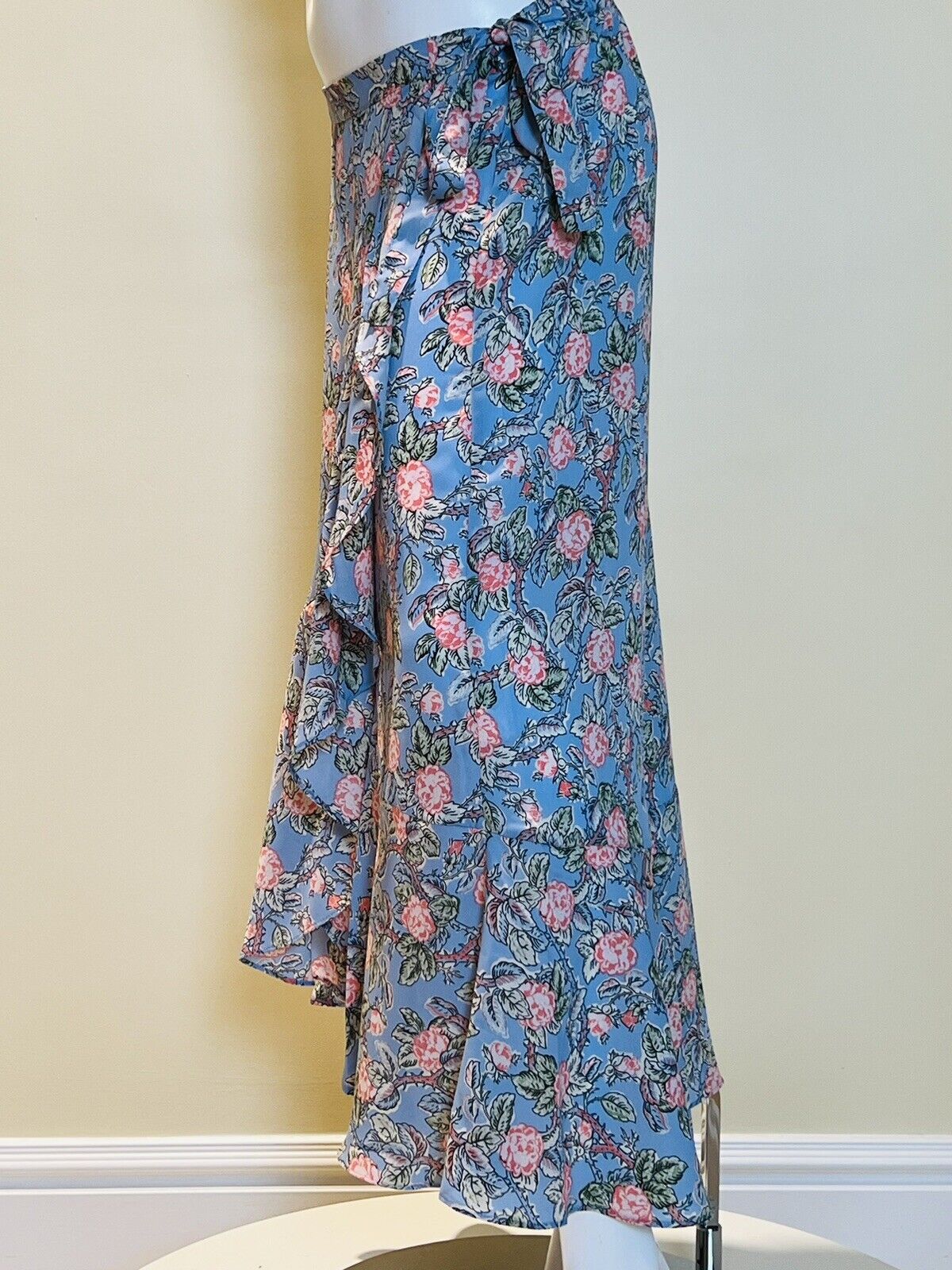 Max Studio Women’s Blue Long Floral Skirt Sz L (1)