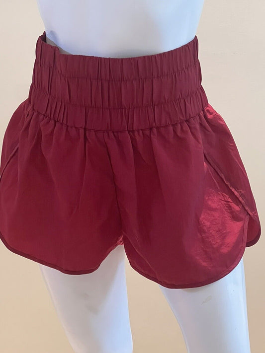 PemHea Shorts Women's Size L Solid Red Nylon