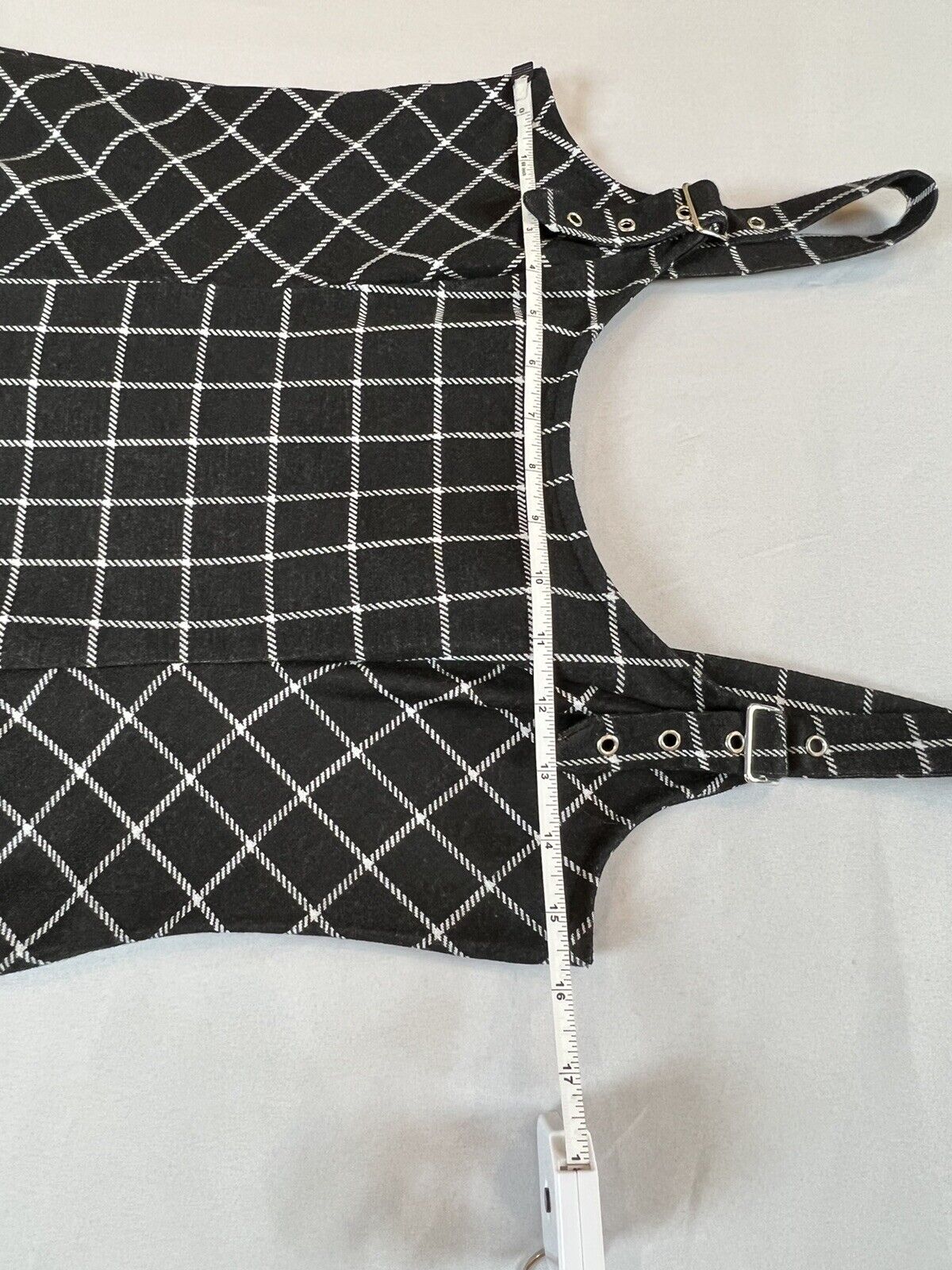 AUW Women’s Plaid Black White Casual Dress Sz L