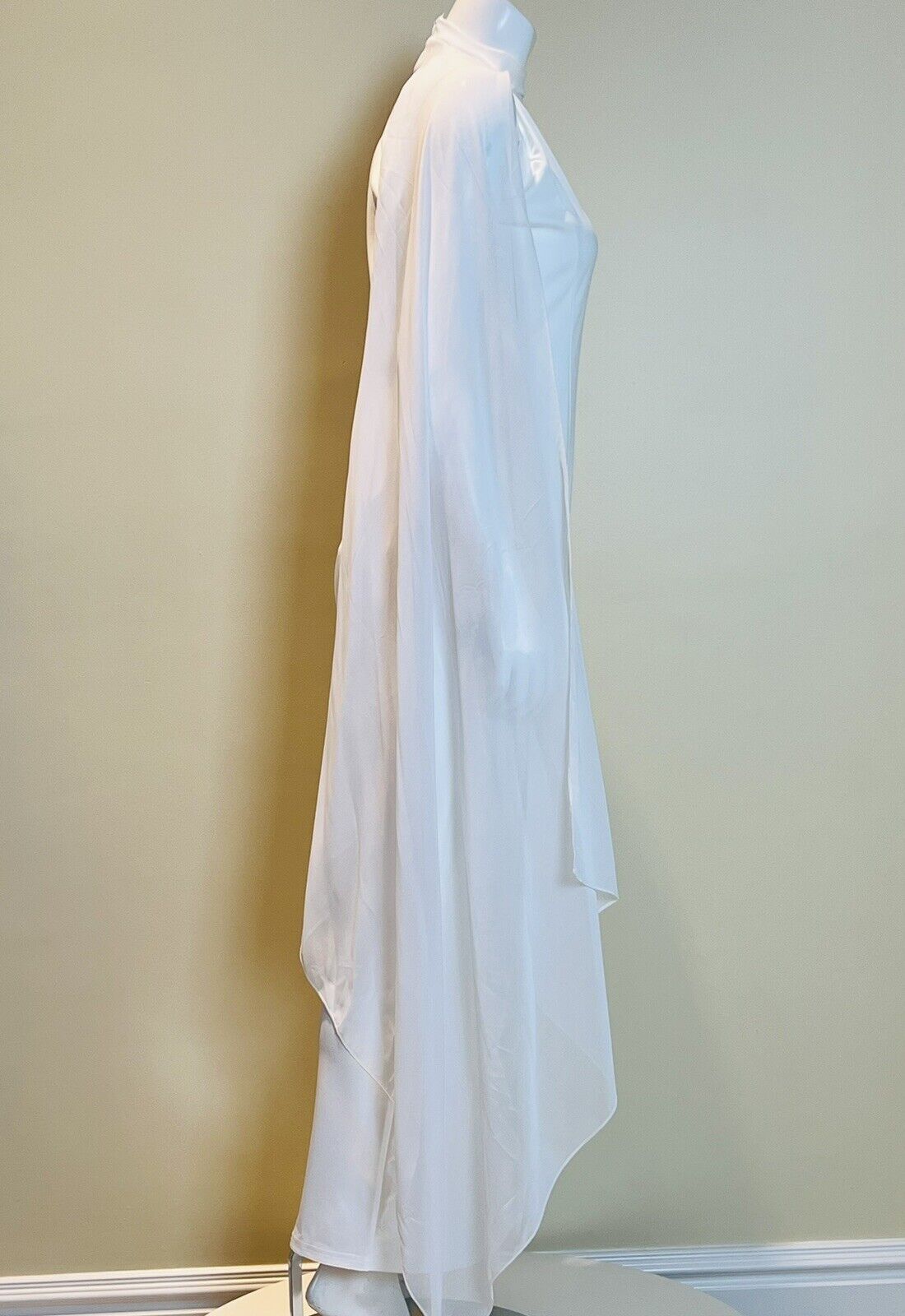 Women’s Sz L White Kimono Lace Sleeveless Long Dress (6)