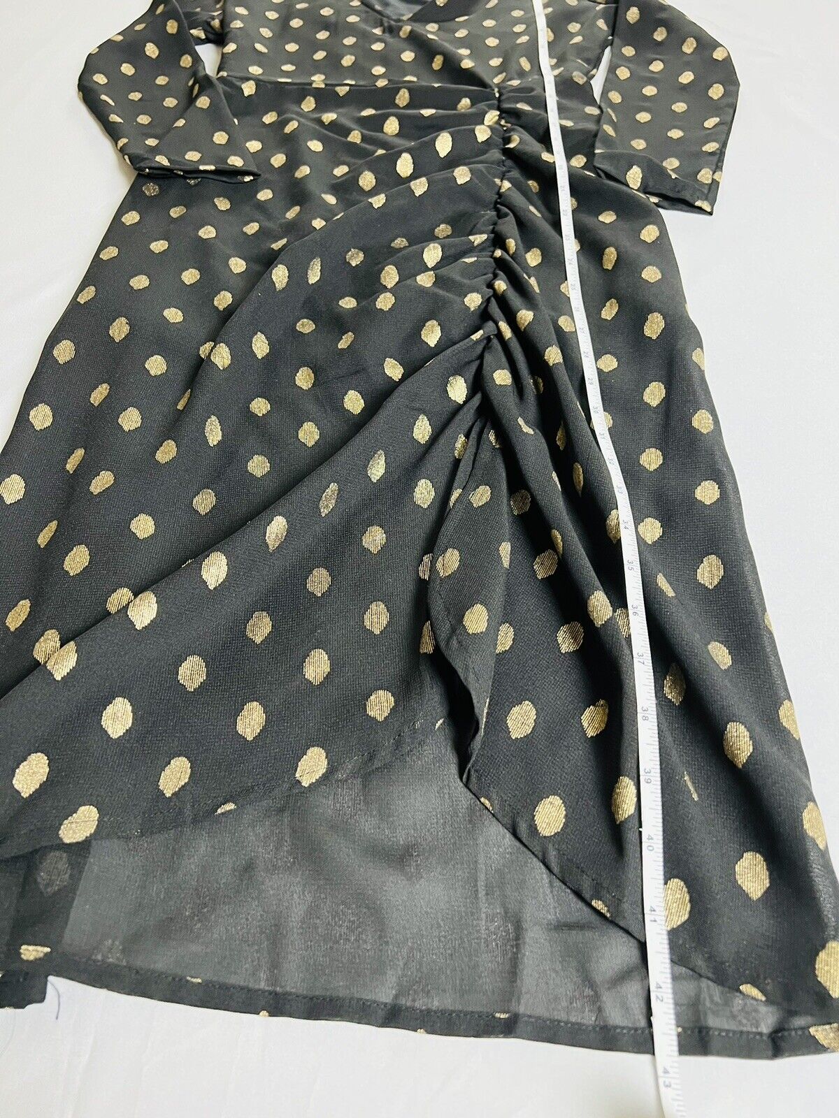 Her Destiny Women’s Dress Black Metallic Gold Dots Dress Sz Small