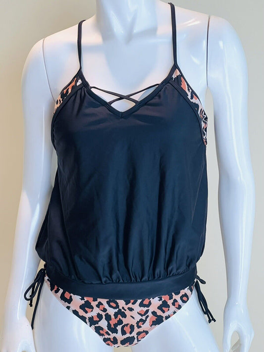 Women's 2 Piece Swimsuit  Size M Tankini Bikini  Leopard