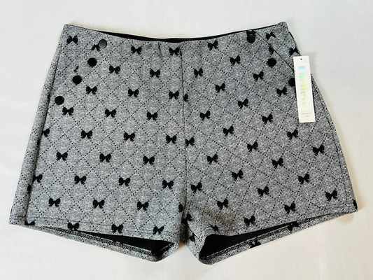 I BELIEVE Women’s Sz 3XL Black Bows Gray Knit Shorts