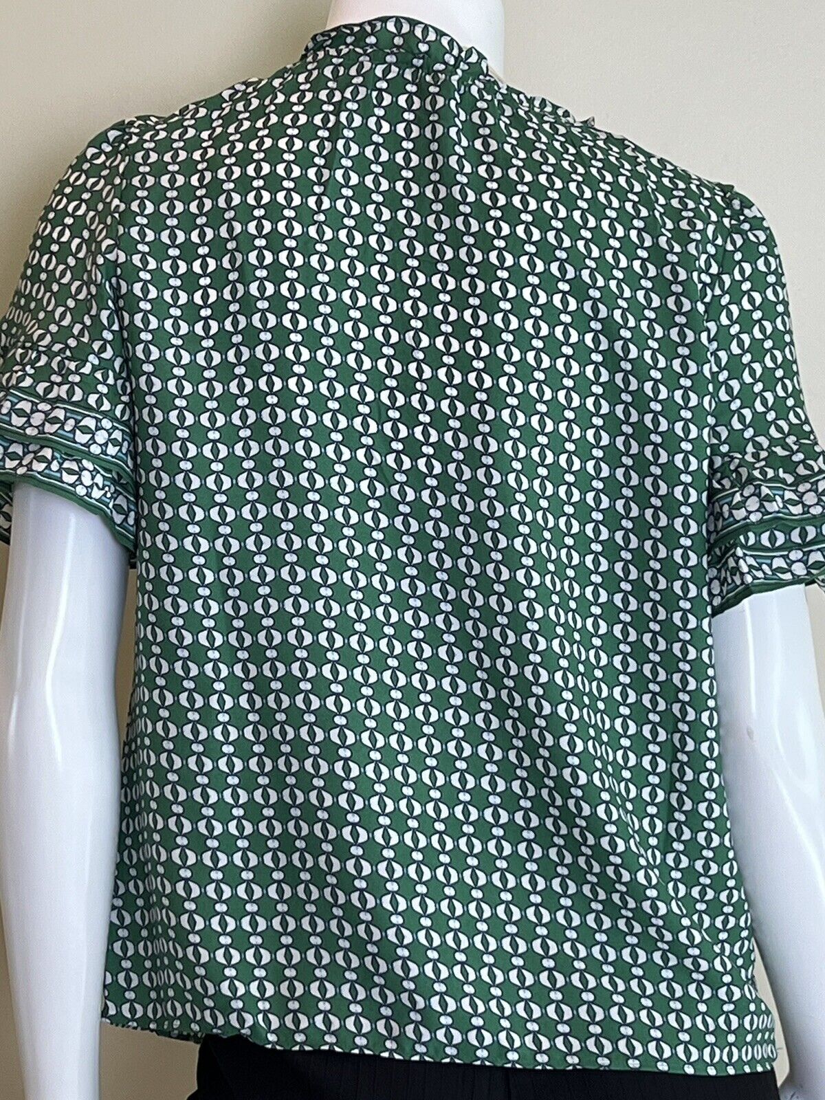 Max Studio Womens Top Sz M Blouse Shirt White Green (#1)