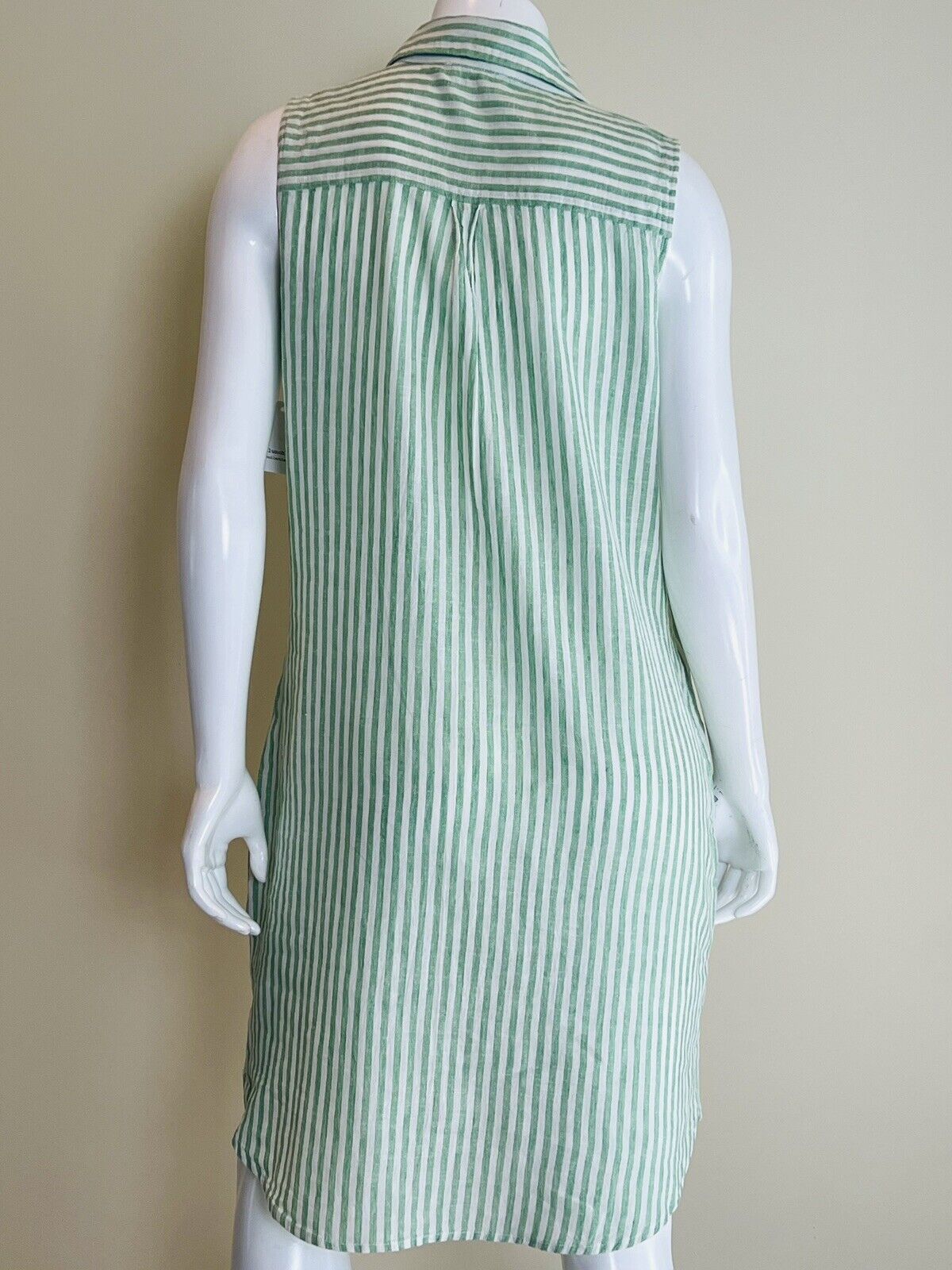 Beach Lunch Lounge Women’s Sz M Collar Lined Striped Green/White Dress (#1)