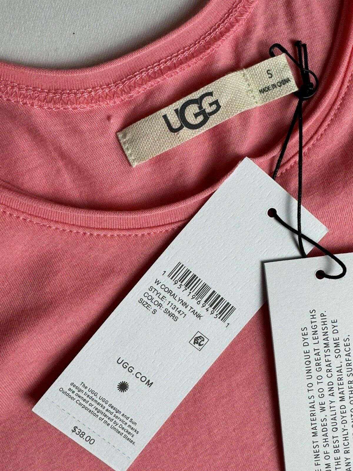 UGG women's tank top Peach Sz S Organic Cotton (77)