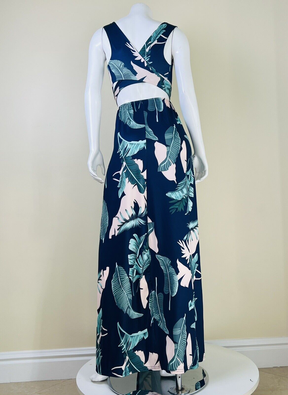 Women’s Tropical Maxi Long Dress Open Leg Sz S