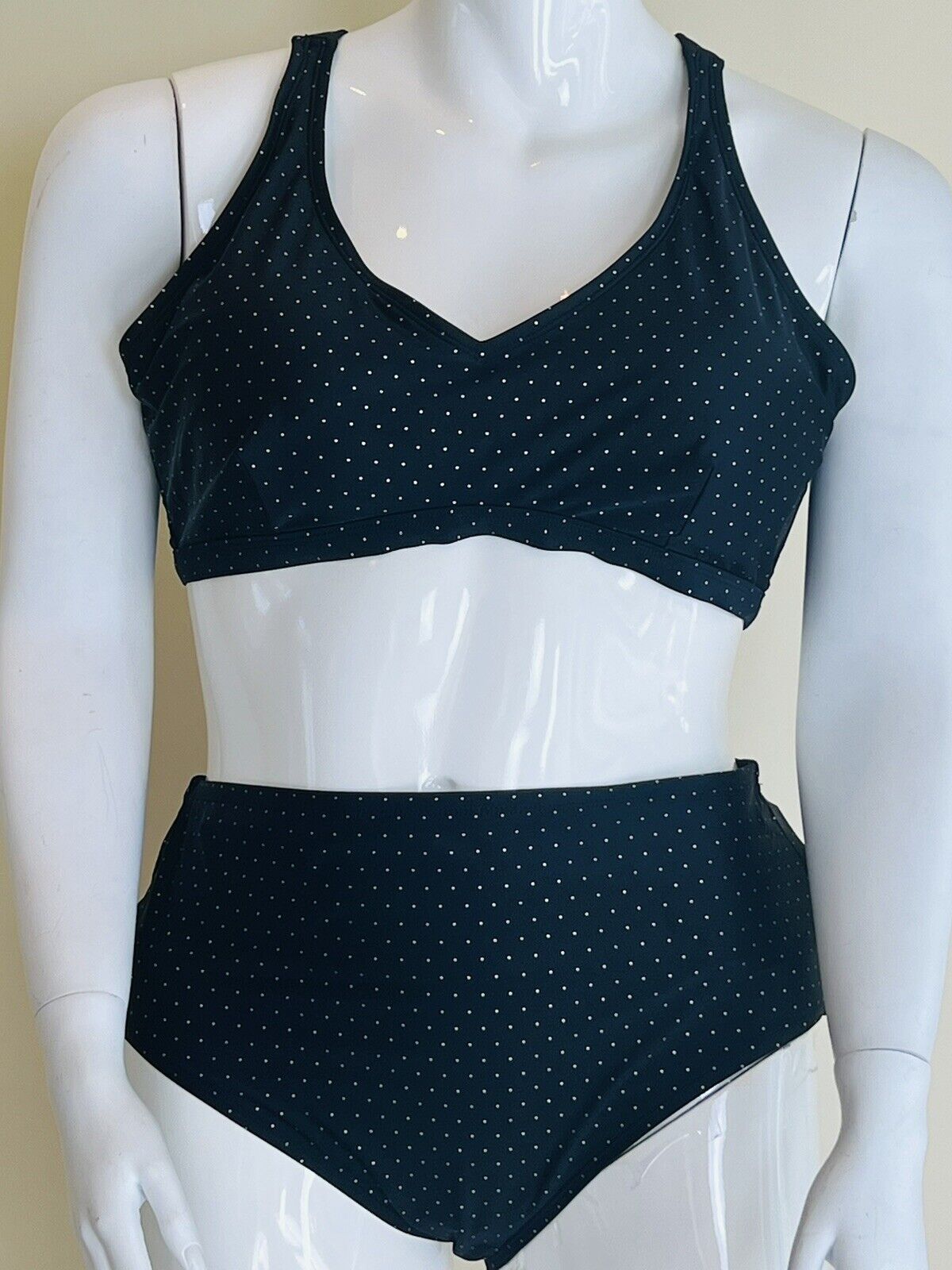 Island Rays 2Pc Bathing Suit Black Polka dots Sz 2X Bikini