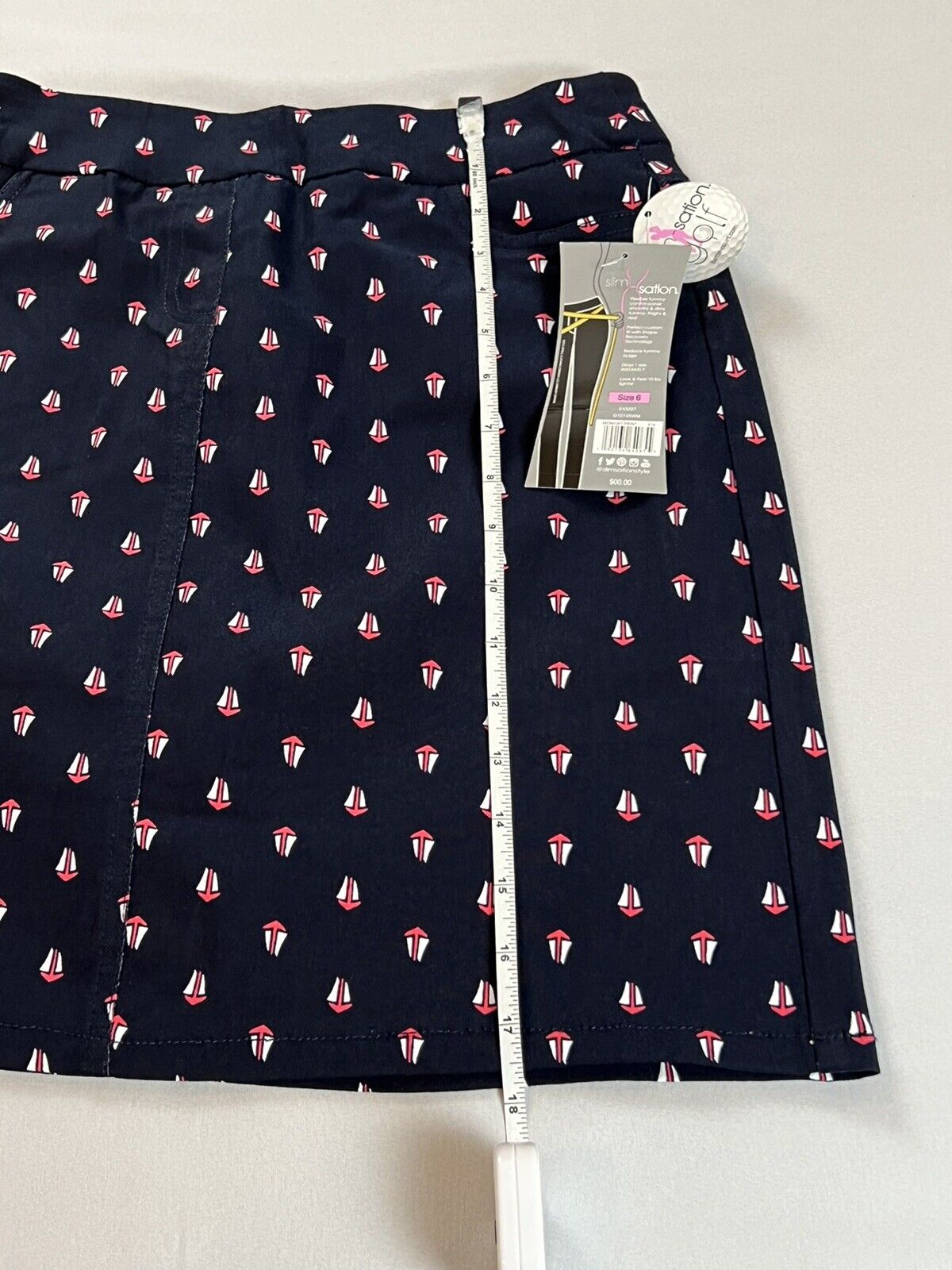 Slim-Sation Women’s Golf Skort Nautical Print Sz 6 Navy