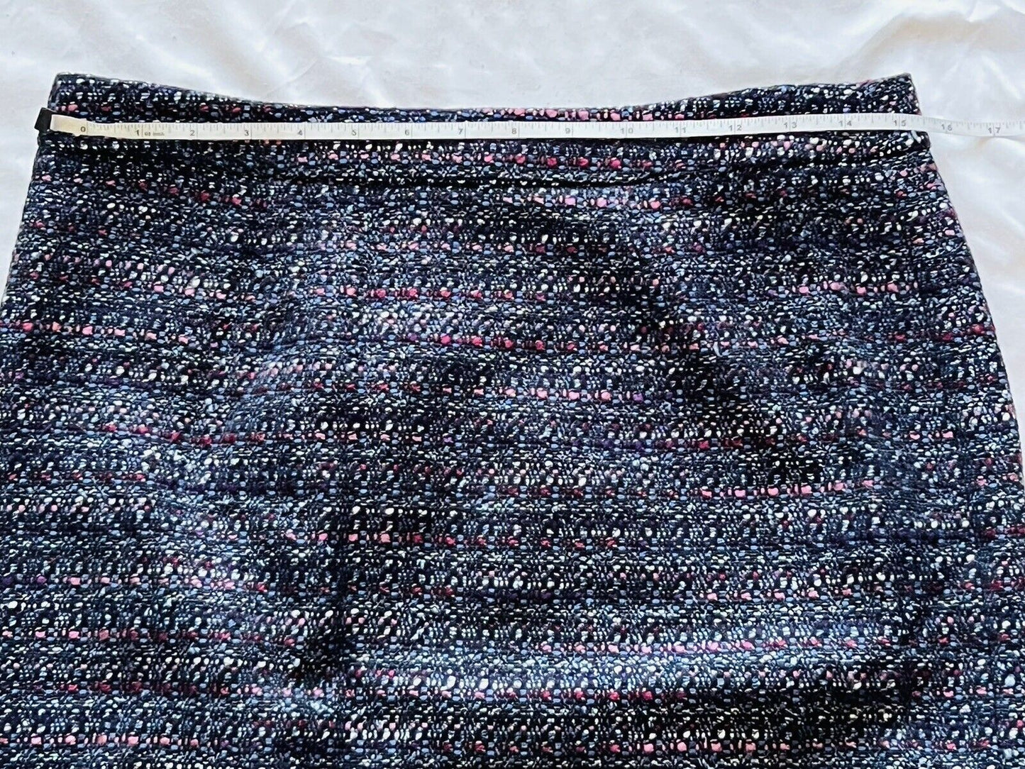 FOR THE REPUBLIC Women's Tweed Wool Blend Fringed-hem Pencil Skirt Sz 12 Multi