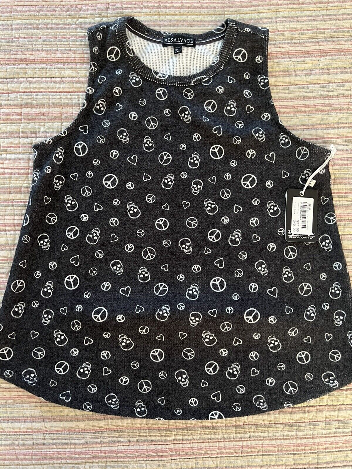 PJ Salvage Women’s Skulls & Peace Sleep/Lounge Racerback Tank Top Sz L