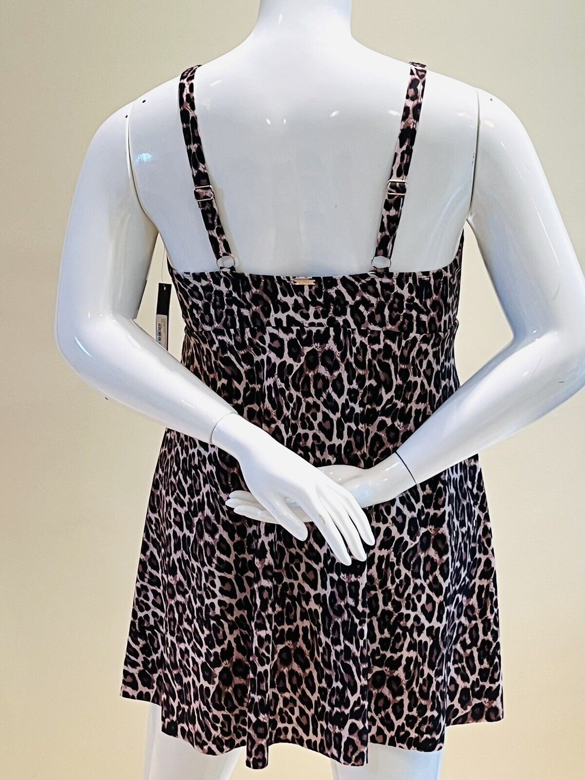 Nicole Miller One Pc Swimsuit leopard Sz 1XL swim dress Bathing suit