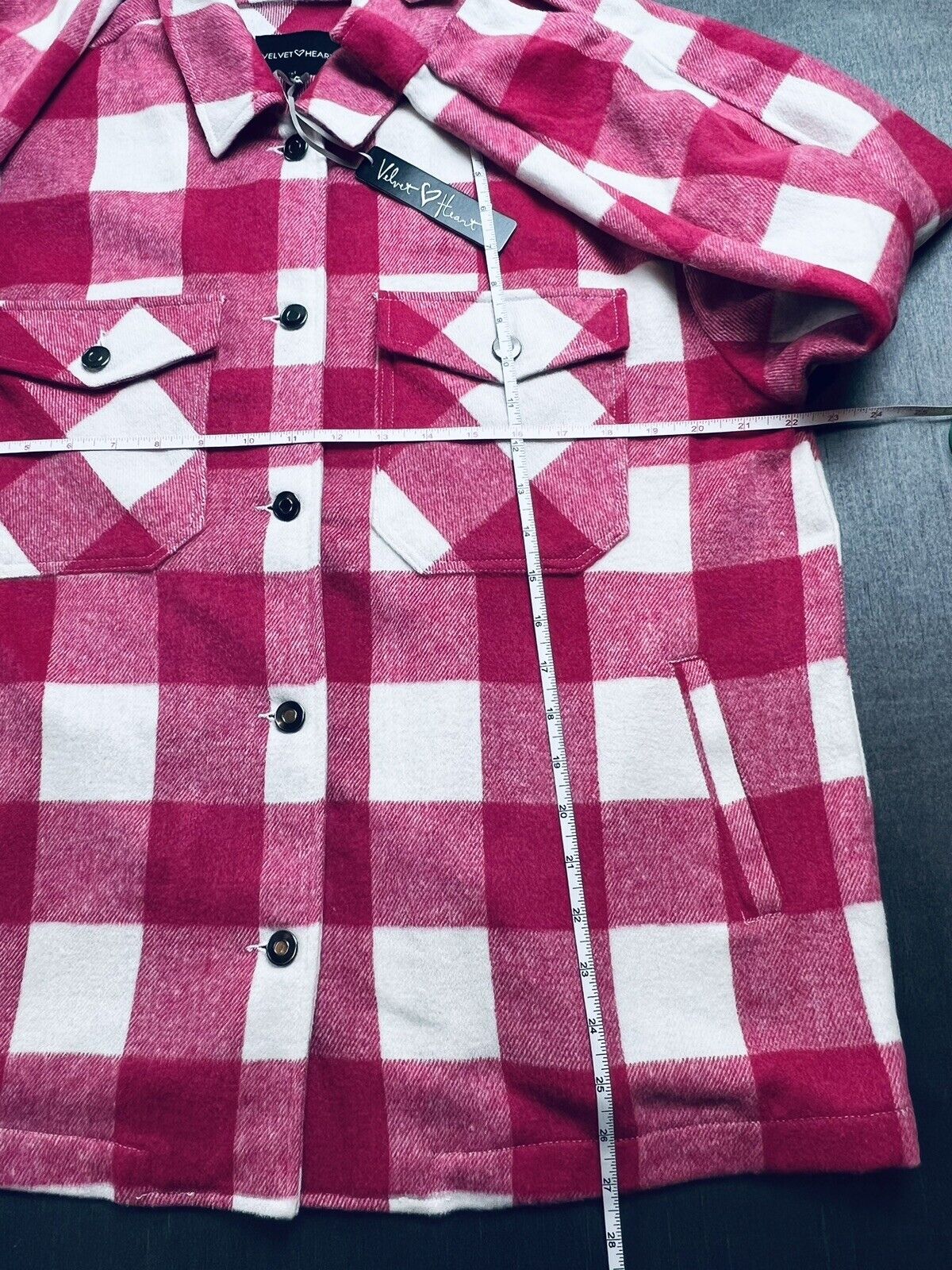 Velvet Heart Women’s Flannel Pink Plaid Long Sleeve Shirt Sz M