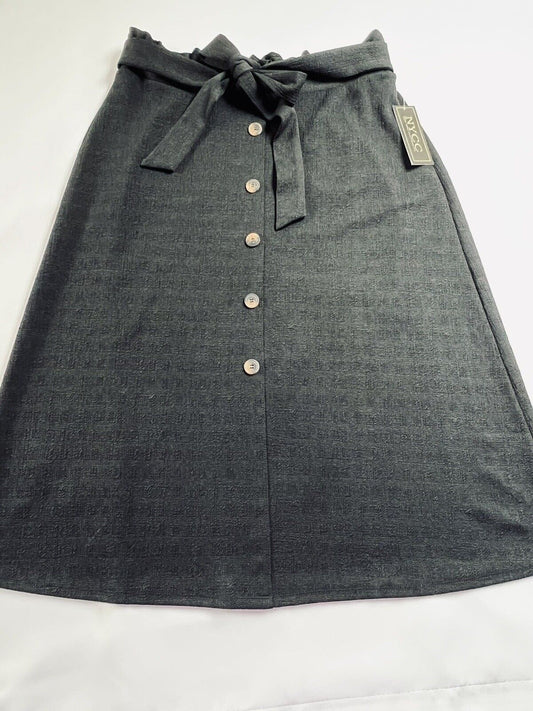 NYCC New York Clothing Co Skirt Tie Waist Faux Button Black Sz L