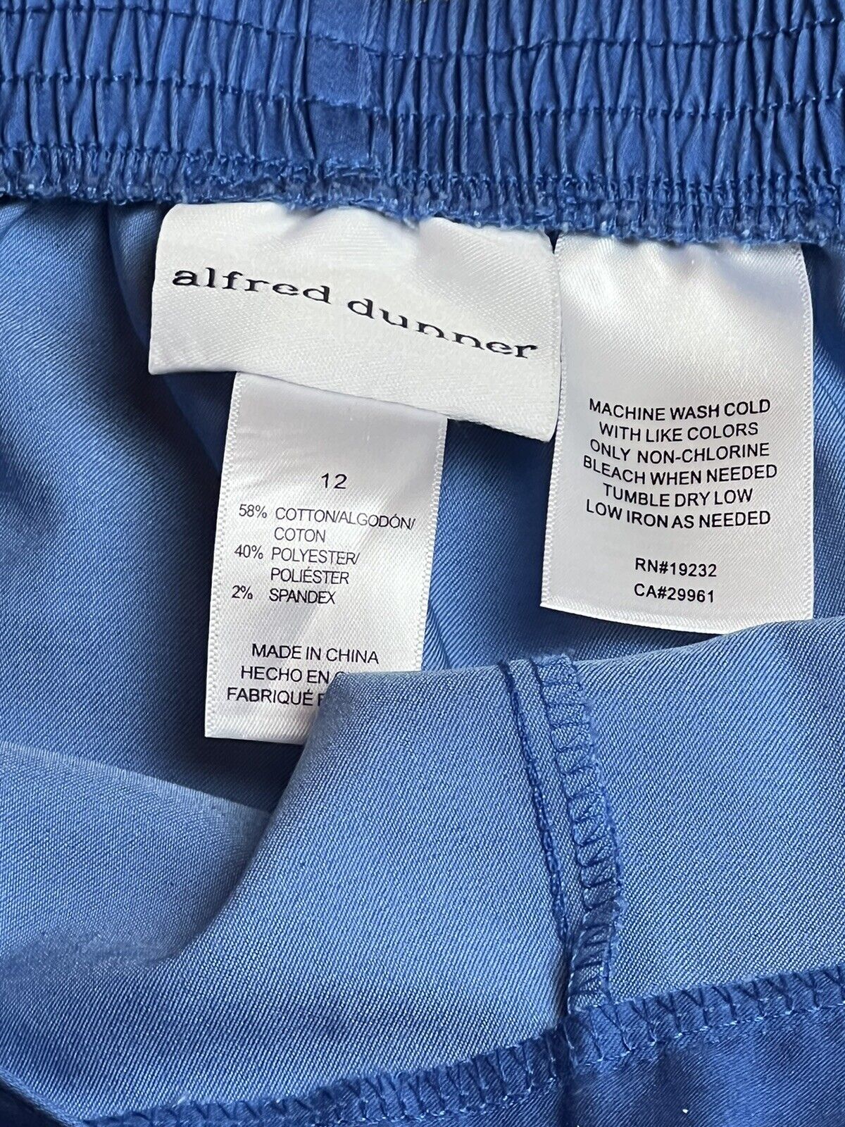 Alfred Dunner Women’s Pants SZ 12 blue elastic waist